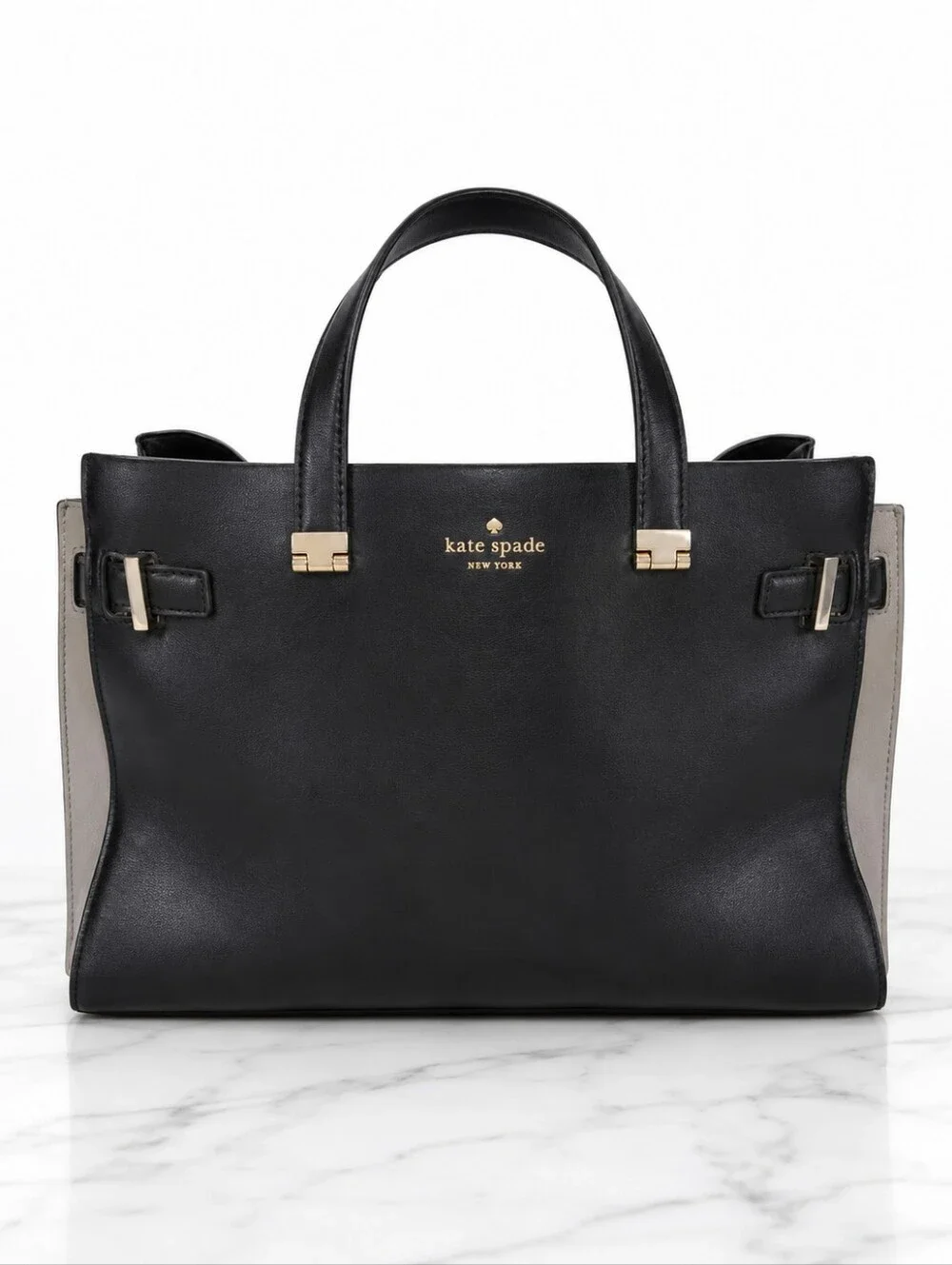 KATE SPADE LEATHER AND SUADE LARGE SATCHEL HANDBAG